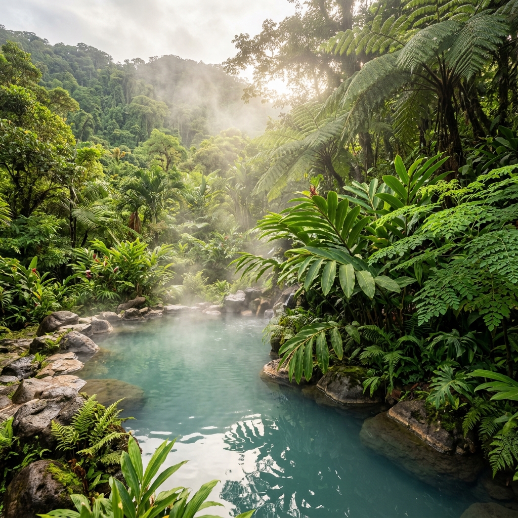 Natural volcanic hot spring